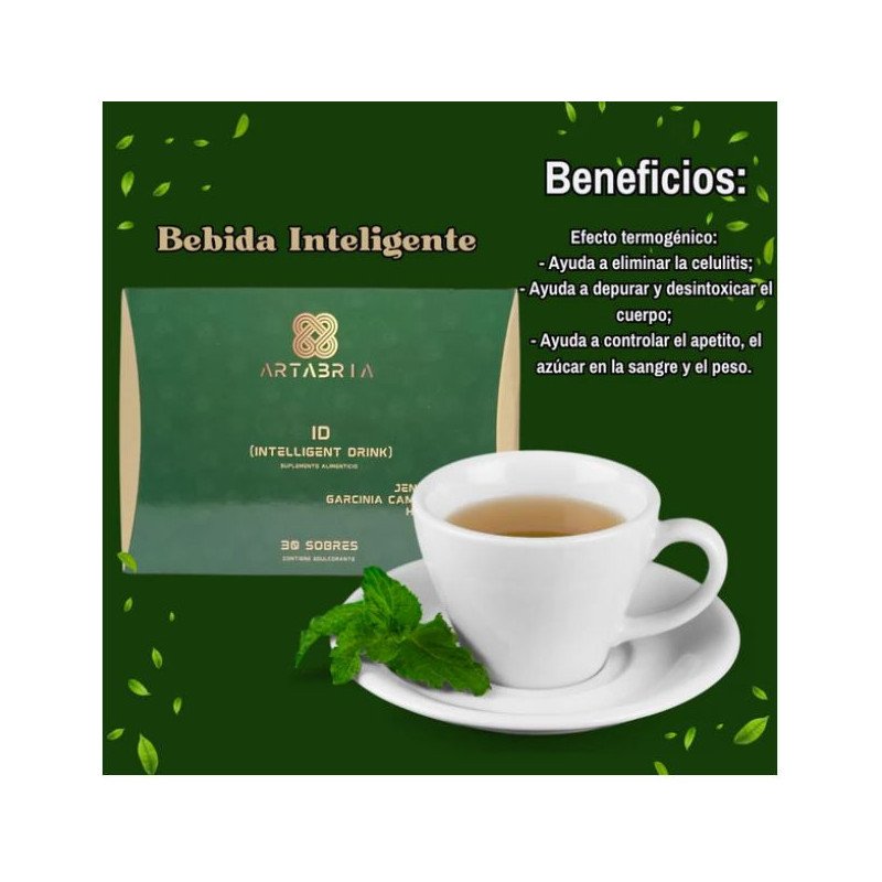 Intelligent Drink Artabria – Bebida Inteligente sin Cafeína con Jengibre, Garcinia e Hibisco | 30 Sobres