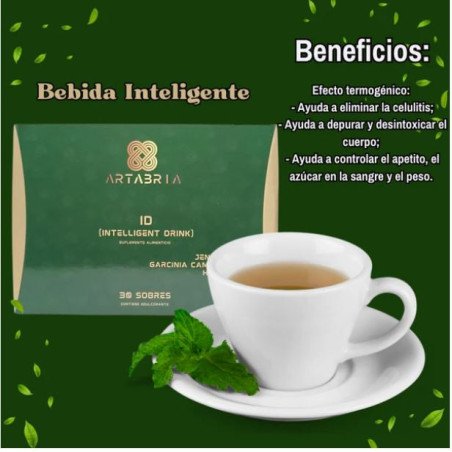 Intelligent Drink Artabria – Bebida Inteligente sin Cafeína con Jengibre, Garcinia e Hibisco | 30 Sobres